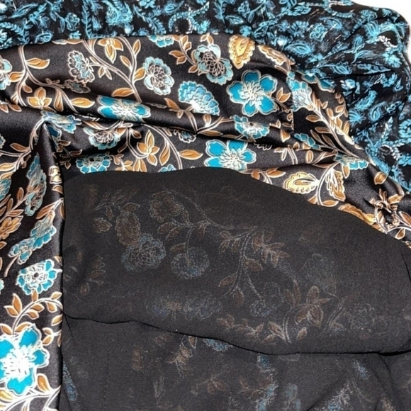 Misa Los Angeles Talia Dress Black Teal Floral Women's Medium M Flutter Sleeves - Picture 12 of 15